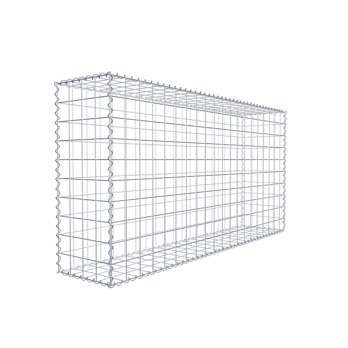 Gabião 200 cm x 100 cm x 40 cm (C x A x P), malhagem 10 cm x 10 cm, espiral