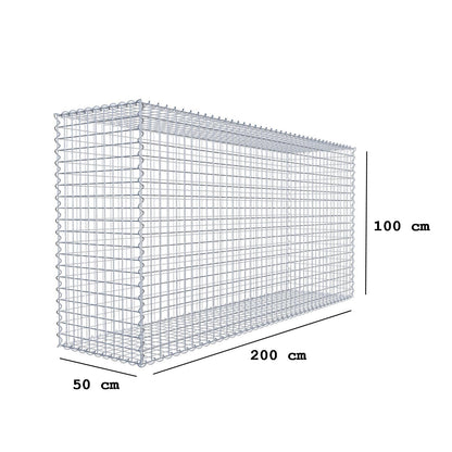 Gabion 200 cm x 100 cm x 50 cm (L x H x P), mailles 5 cm x 5 cm, spirale