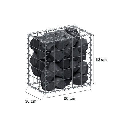 Gabione 50 cm x 50 cm x 30 cm (L x H x T), Maschenweite 10 cm x 10 cm, Spirale