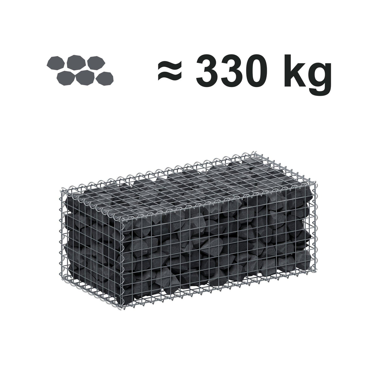 Gabione 100 cm x 40 cm x 50 cm (L x H x T), Maschenweite 5 cm x 5 cm, Spirale