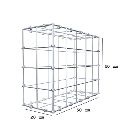 Schanskorf 50 cm x 40 cm x 20 cm (L x H x D), maaswijdte 10 x 10 cm, spiraalring