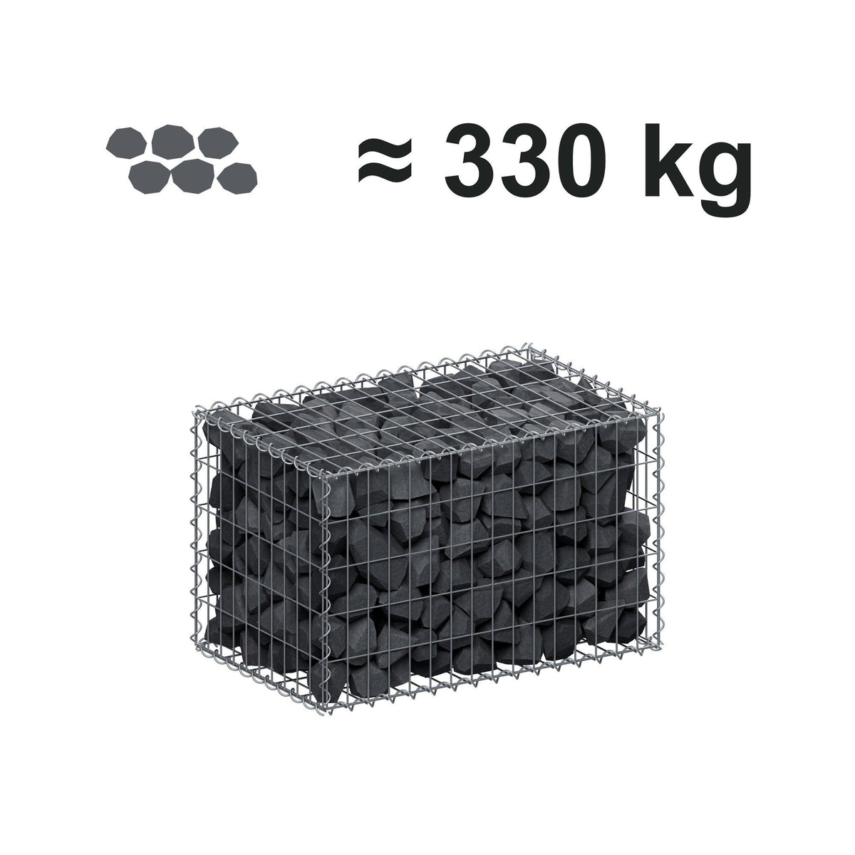 Gabion 80 cm x 50 cm x 50 cm (L x H x D), maskestørrelse 5 cm x 10 cm, spiral