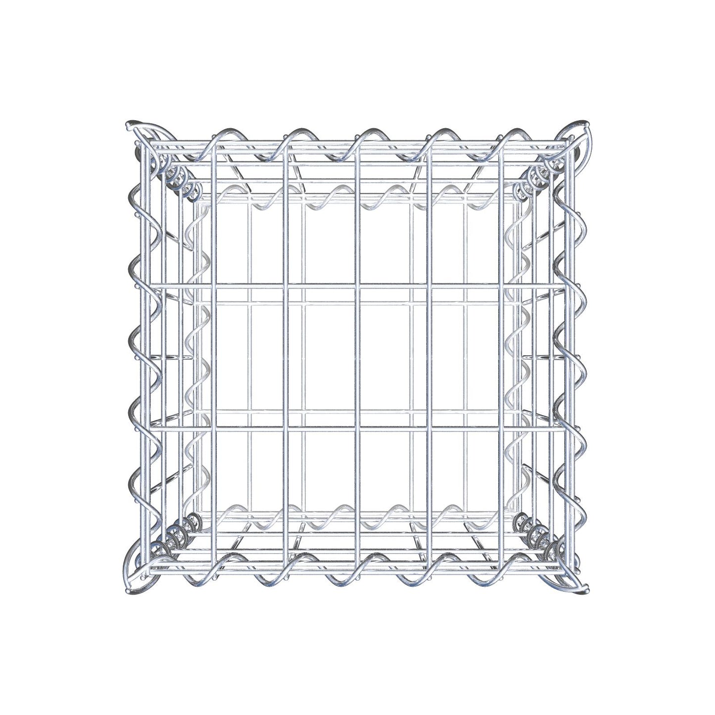 Gabião 30 cm x 30 cm x 30 cm (C x A x P), malhagem 5 cm x 10 cm, espiral