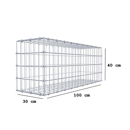 Gabião 100 cm x 40 cm x 30 cm (C x A x P), malhagem 5 x 10 cm, anel espiral