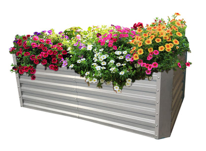Lecho elevado de chapa galvanizada con tapa - Dimensiones sin tapa: 184 x 60 x 90 cm (L x A x P, dimensiones de plantación)