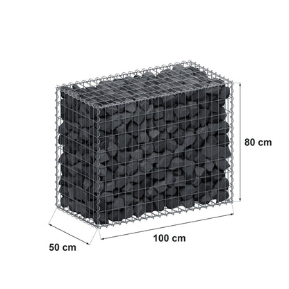 Gabbione 100 cm x 80 cm x 50 cm (L x H x P), maglia 5 cm x 10 cm, spirale