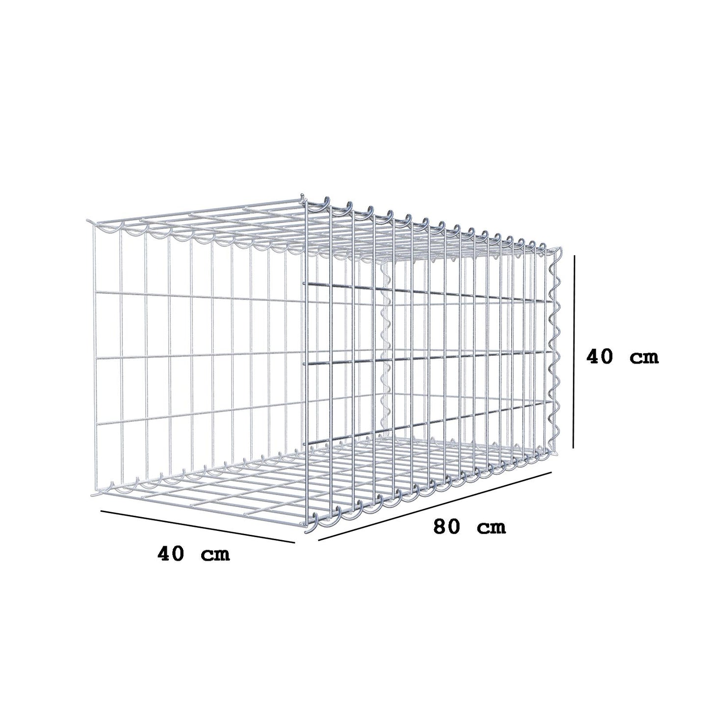 Gavión adicional tipo 2 80 cm x 40 cm x 40 cm (L x A x P), malla 5 cm x 10 cm, en espiral