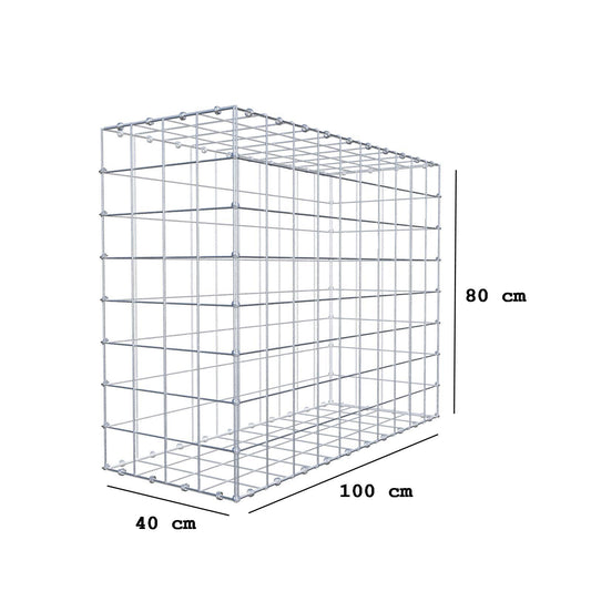 Gabião 100 cm x 80 cm x 40 cm (C x A x P), malhagem 10 x 10 cm, anel espiral