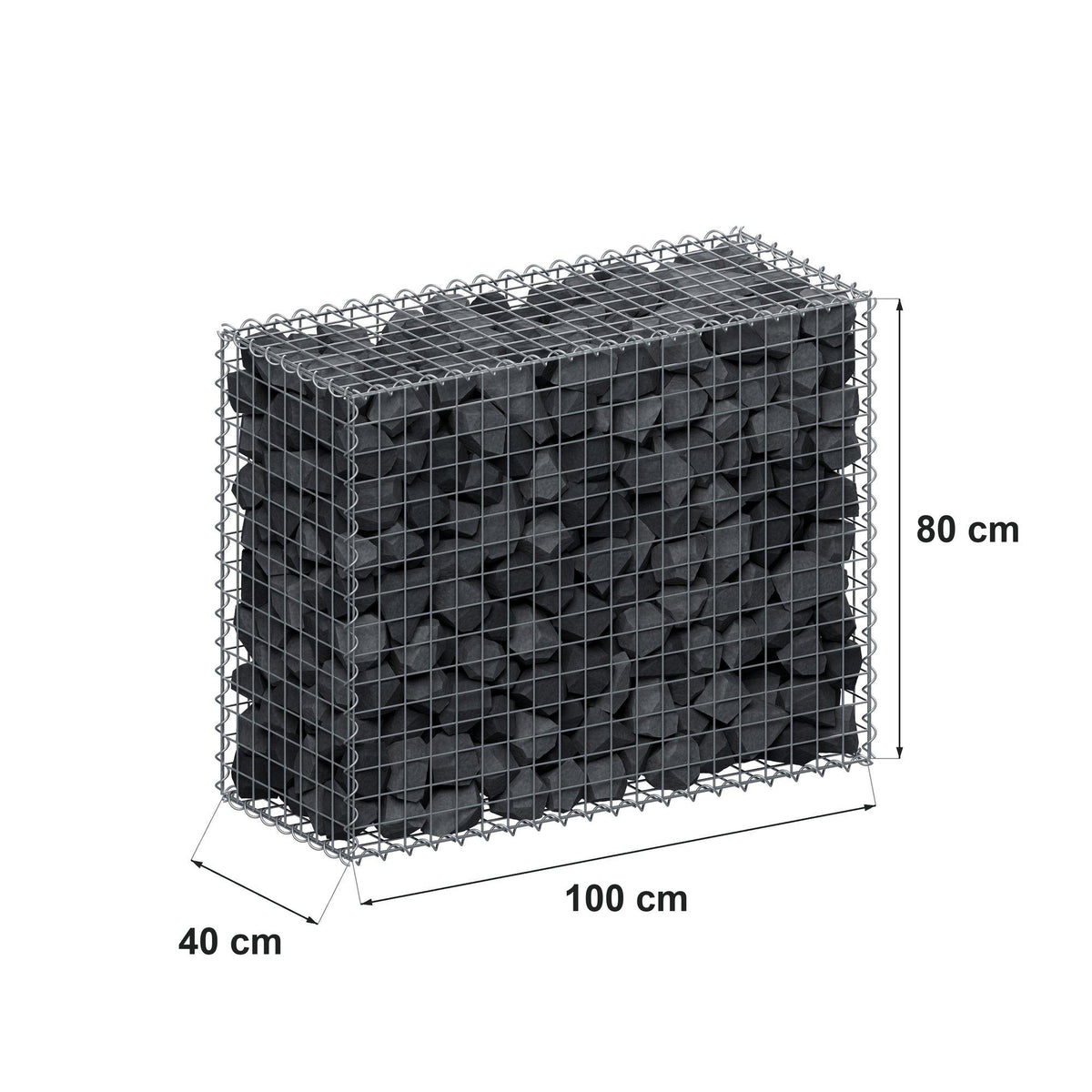 Gabion 100 cm x 80 cm x 40 cm (L x H x D), maskstorlek 5 cm x 5 cm, spiral