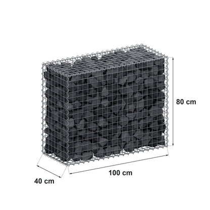 Gabion 100 cm x 80 cm x 40 cm (L x H x D), maskstorlek 5 cm x 5 cm, spiral