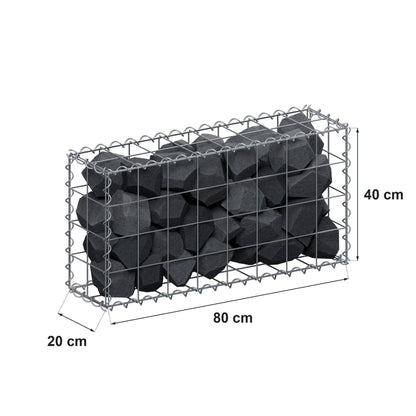 Gabione 80 cm x 40 cm x 20 cm (L x H x T), Maschenweite 10 cm x 10 cm, Spirale