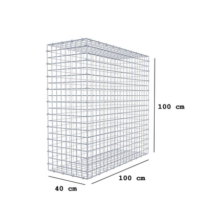 Gabião 100 cm x 100 cm x 40 cm (C x A x P), malhagem 5 x 5 cm, anel espiral