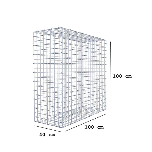 Gabion 100 cm x 100 cm x 40 cm (L x H x D), maskstorlek 5 x 5 cm, spiralring