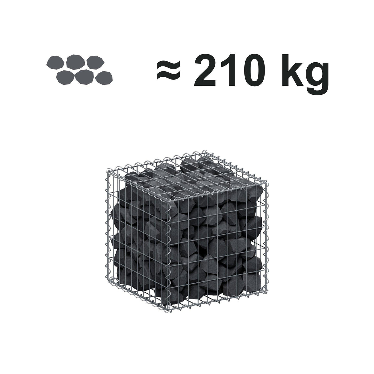 Gabbione 50 cm x 50 cm x 50 cm (L x H x P), maglia 5 cm x 10 cm, spirale