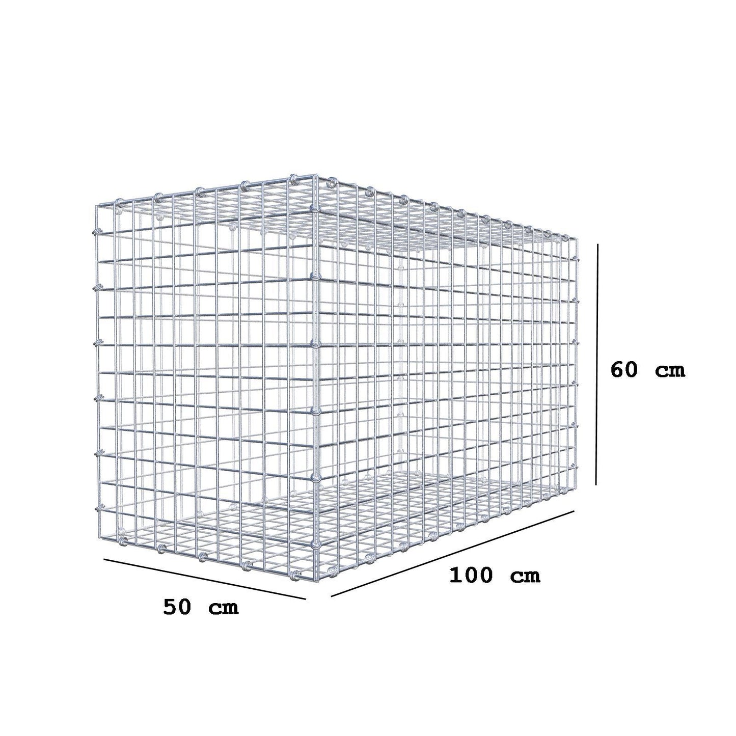 Gabião 100 cm x 60 cm x 50 cm (C x A x P), malhagem 5 x 5 cm, anel espiral