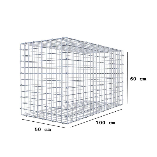 Gabione 100 cm x 60 cm x 50 cm (L x H x T), Maschenweite 5 x 5 cm, Spiralring