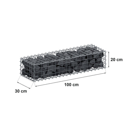 Gabion 100 cm x 20 cm x 30 cm (L x H x D), mesh size 5 cm x 5 cm, spiral