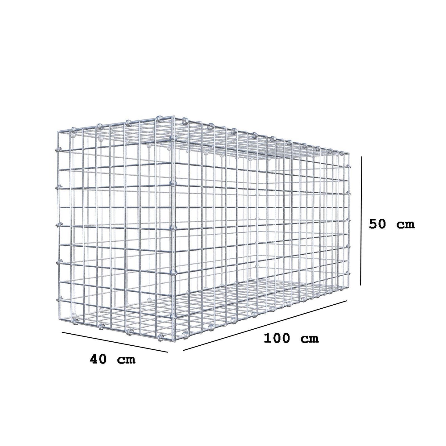 Schanskorf 100 cm x 50 cm x 40 cm (L x H x D), maaswijdte 5 x 5 cm, spiraalring