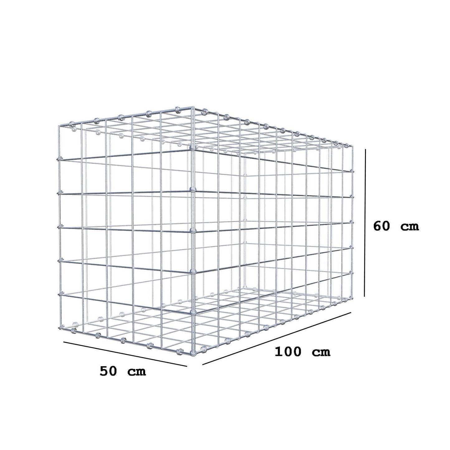 Gabbione 100 cm x 60 cm x 50 cm (L x H x P), maglia 10 x 10 cm, anello a spirale