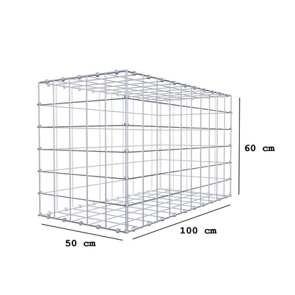 Gabbione 100 cm x 60 cm x 50 cm (L x H x P), maglia 10 x 10 cm, anello a spirale