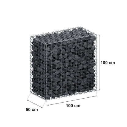 Gabion 100 cm x 100 cm x 50 cm (L x H x D), mesh size 5 cm x 5 cm, spiral