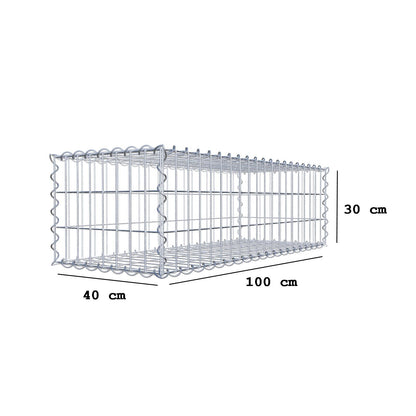 Gabião 100 cm x 30 cm x 40 cm (C x A x P), malhagem 5 cm x 10 cm, espiral
