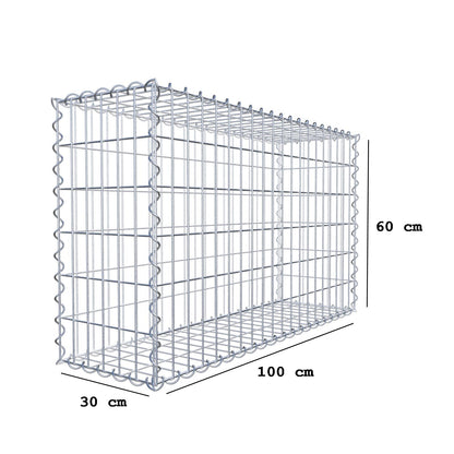 Gabião 100 cm x 60 cm x 30 cm (C x A x P), malhagem 5 cm x 10 cm, espiral
