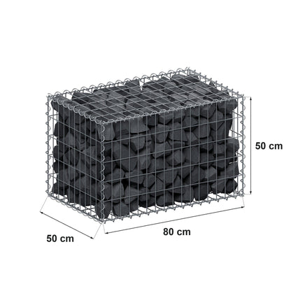 Gabion 80 cm x 50 cm x 50 cm (L x H x D), maskestørrelse 5 cm x 10 cm, spiral