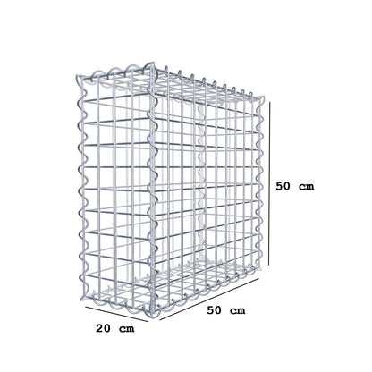 Gabion 50 cm x 50 cm x 20 cm (L x H x D), maskestørrelse 5 cm x 5 cm, spiral