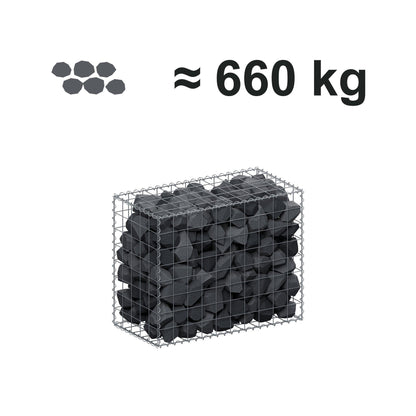 Gabion 100 cm x 80 cm x 50 cm (L x H x D), maskestørrelse 10 cm x 10 cm, spiral