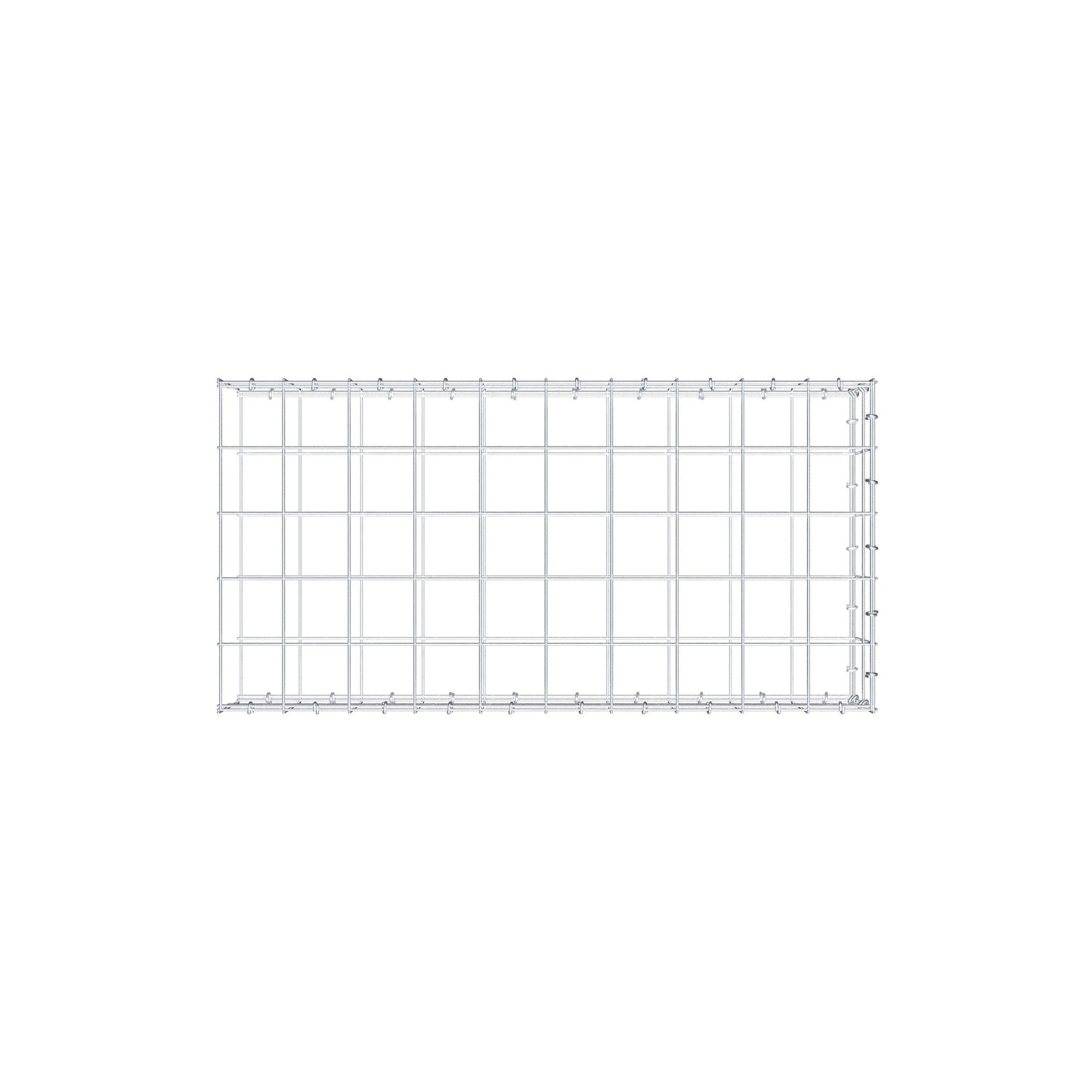 Type 2 oplegkorf 100 cm x 20 cm x 50 cm (L x H x D), maaswijdte 10 cm x 10 cm, C-ring