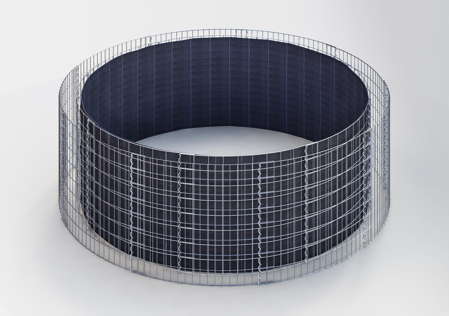 Round raised bed, outer diameter 442 cm, height 80 cm, mesh size 5 x 10 cm, wall thickness 15 cm