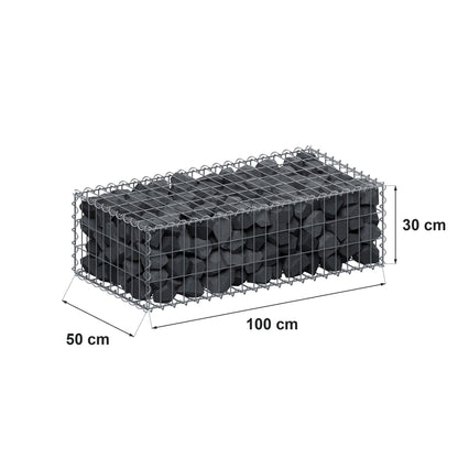 Gabion 100 cm x 30 cm x 50 cm (L x H x D), mesh size 5 cm x 10 cm, spiral