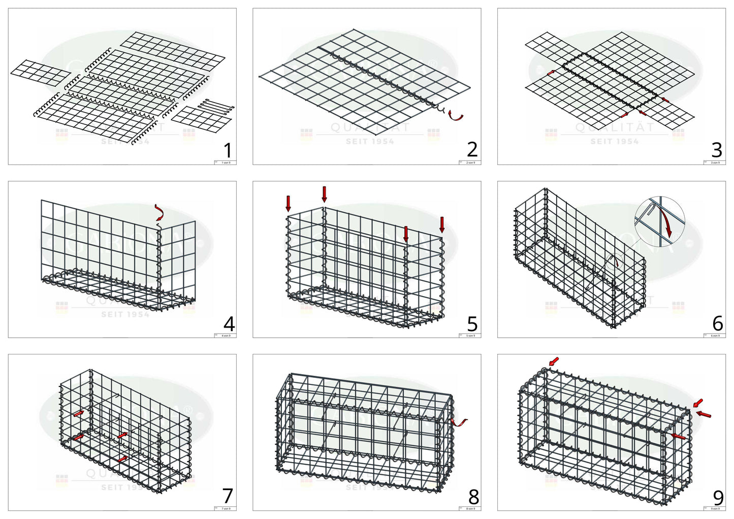 Gabião 100 cm x 70 cm x 30 cm (C x A x P), malhagem 10 cm x 10 cm, espiral