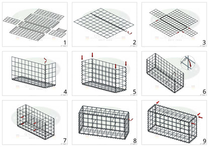 Gabião 100 cm x 70 cm x 30 cm (C x A x P), malhagem 10 cm x 10 cm, espiral