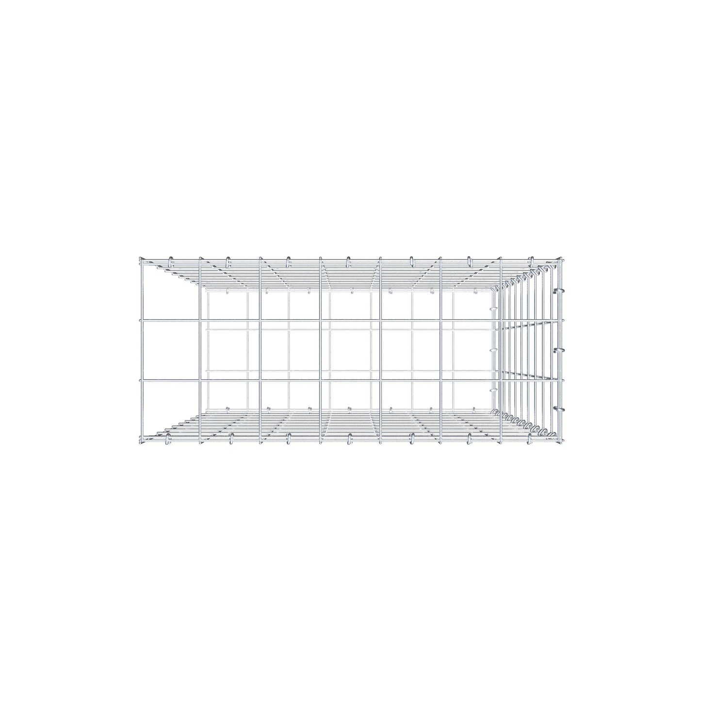 Monteret gabion type 2 100 cm x 70 cm x 30 cm (L x H x D), maskestørrelse 10 cm x 10 cm, C-ring