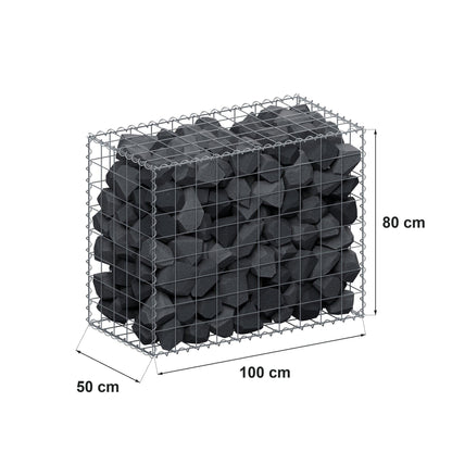 Gabion 100 cm x 80 cm x 50 cm (L x H x D), maskestørrelse 10 cm x 10 cm, spiral
