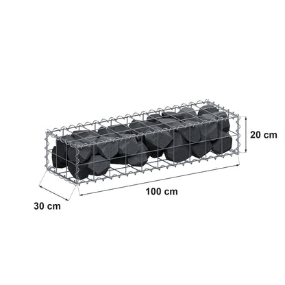 Gabião 100 cm x 20 cm x 30 cm (C x A x P), malhagem 10 cm x 10 cm, espiral