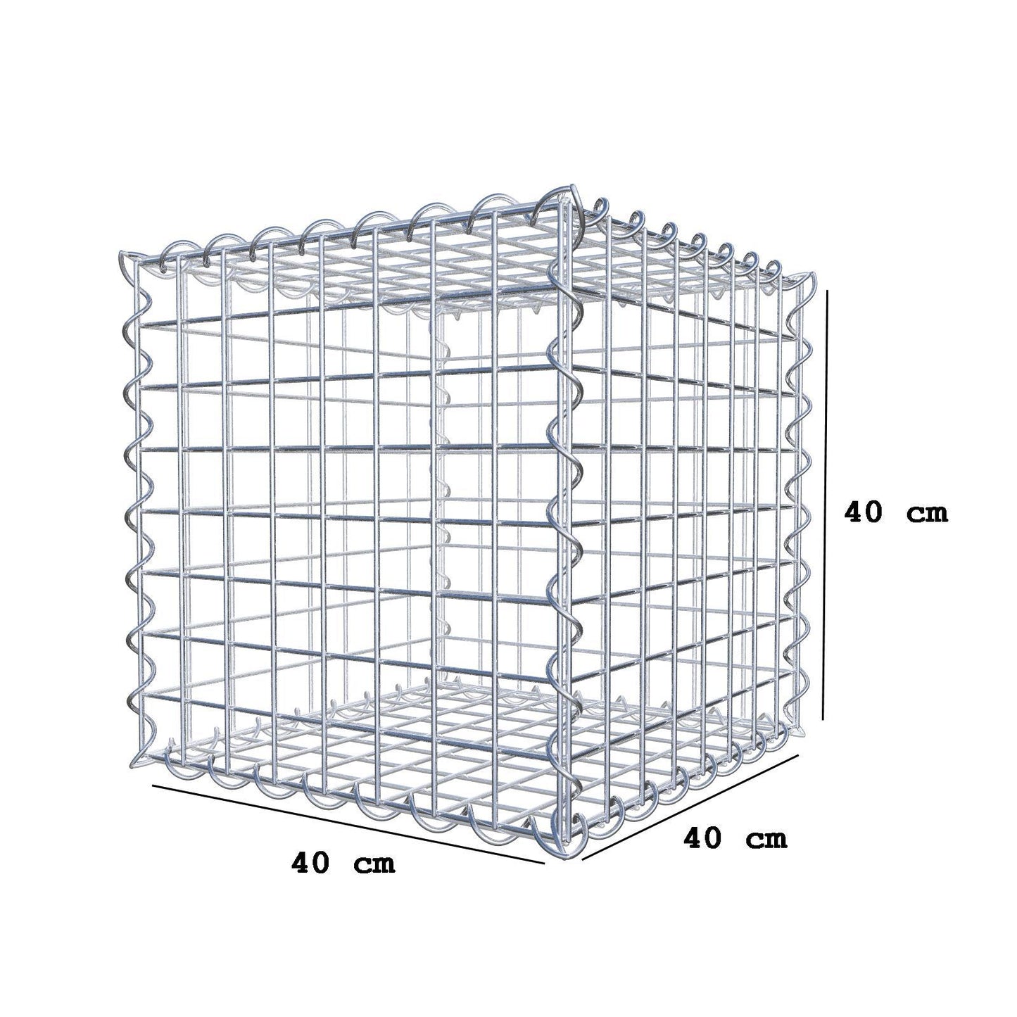 Gabion 40 cm x 40 cm x 40 cm (L x H x D), mesh size 5 cm x 5 cm, spiral