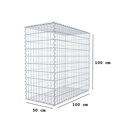 Juego de 2 gaviones de 100 cm x 100 cm x 50 cm (largo x alto x fondo), malla de 5 x 10 cm, en espiral