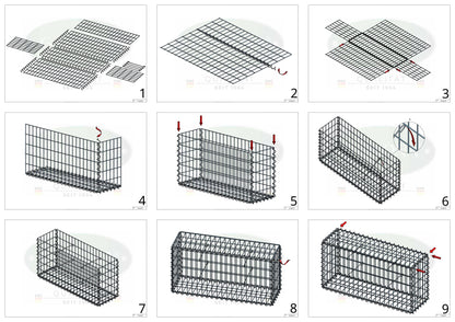 Gabion 100 cm x 30 cm x 20 cm (L x H x P), mailles 5 cm x 10 cm, spirale