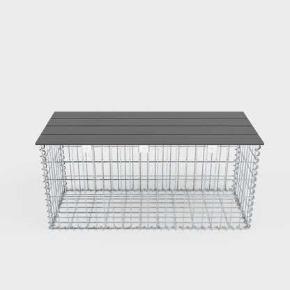 Tuinbank spiraalvormige schanskorf 105 x 50 x 50 cm - MW 5 x 10 cm, met gerecycled bovenblad in antraciet