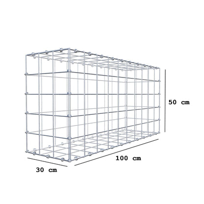 Gabião 100 cm x 50 cm x 30 cm (C x A x P), malhagem 10 x 10 cm, anel espiral