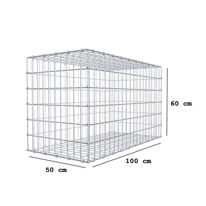 Gabbione 100 cm x 60 cm x 50 cm (L x H x P), maglia 5 x 10 cm, anello a spirale