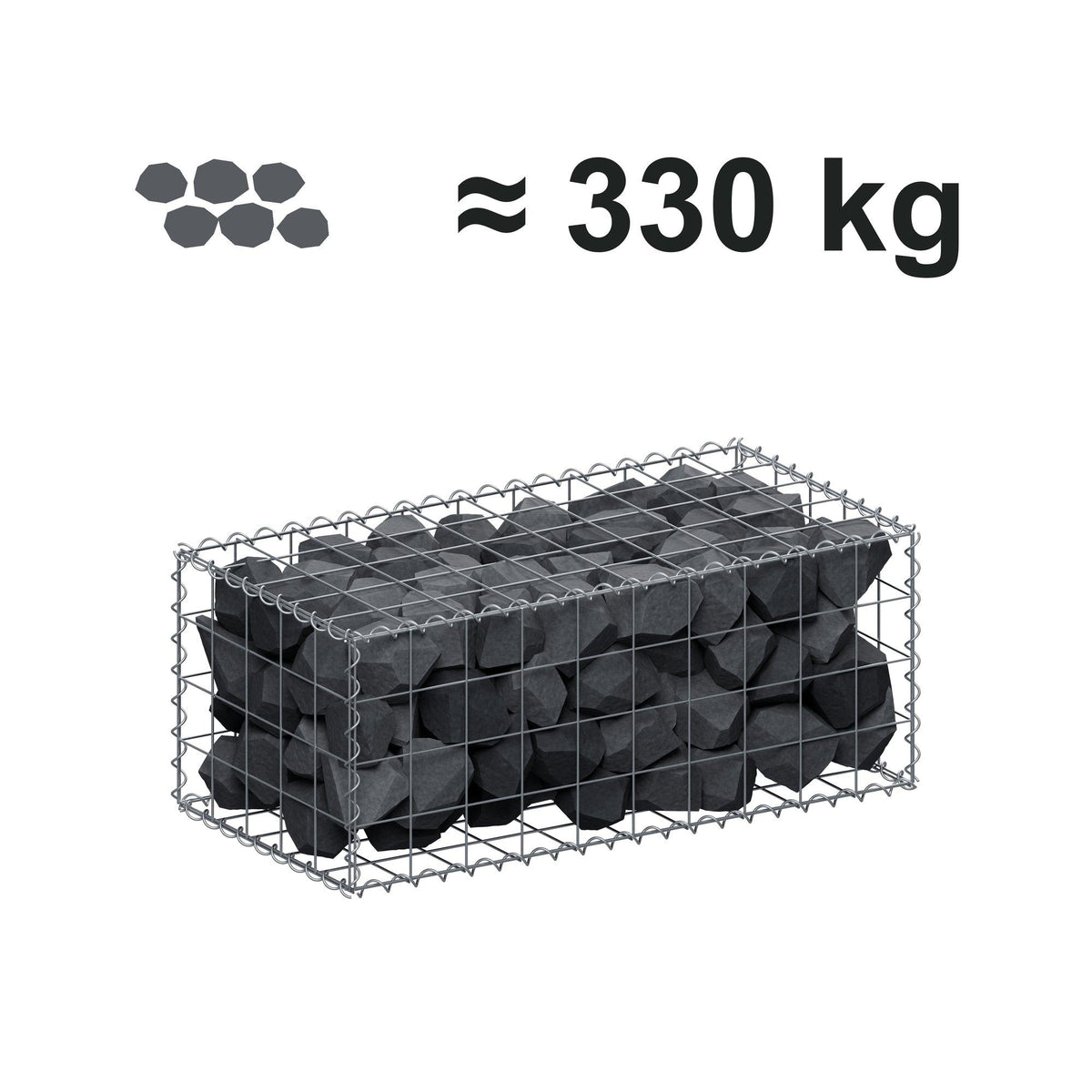 Schanskorf 100 cm x 40 cm x 50 cm (L x H x D), maaswijdte 10 cm x 10 cm, spiraalvormig