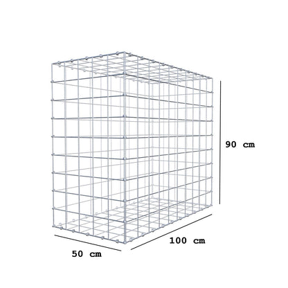 Gabião 100 cm x 90 cm x 50 cm (C x A x P), malhagem 10 x 10 cm, anel espiral