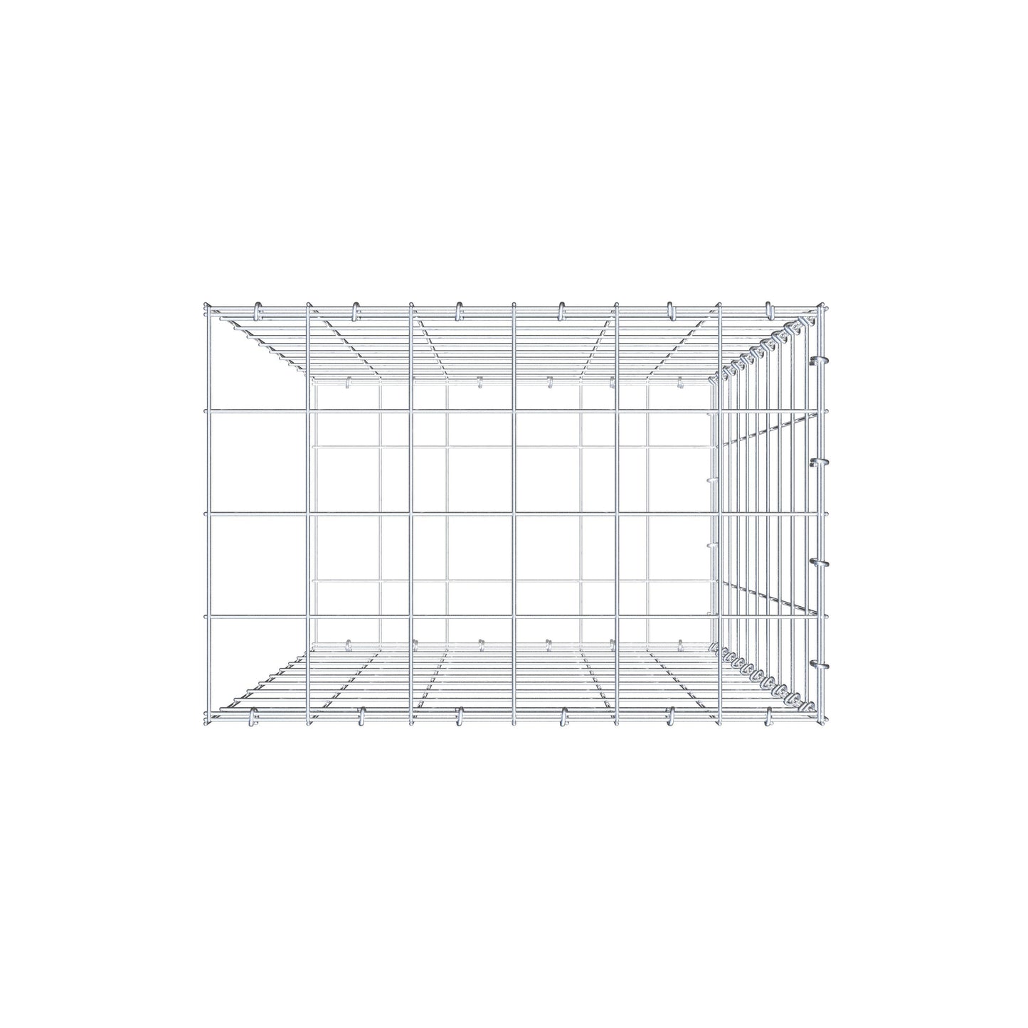 Monteret gabion type 2 100 cm x 60 cm x 40 cm (L x H x D), maskestørrelse 10 cm x 10 cm, C-ring