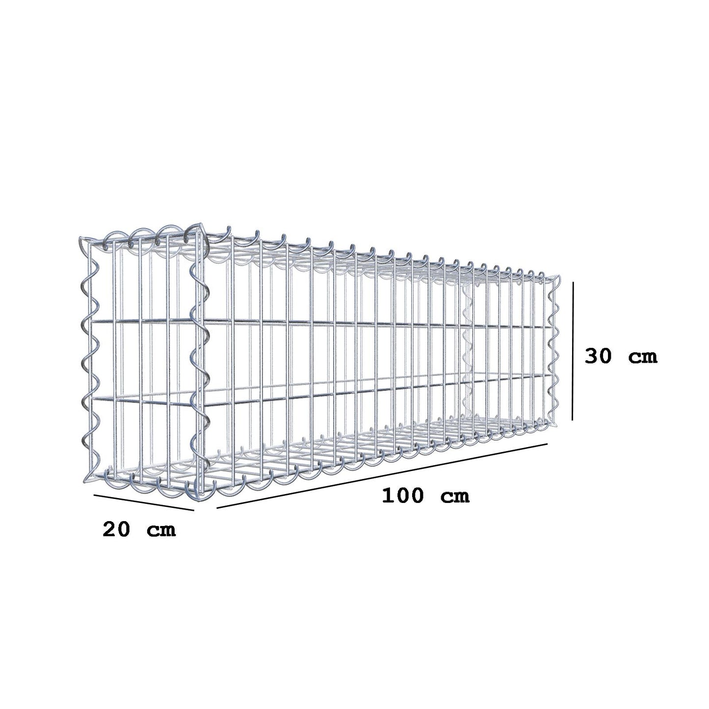 Set van 2 schanskorven 100 cm x 30 cm x 20 cm (L x H x D), maaswijdte 5 x 10 cm, spiraalvormig