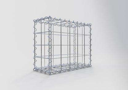 Schanskorf 50 cm x 40 cm x 20 cm (L x H x D), maaswijdte 10 cm x 10 cm, spiraalvormig