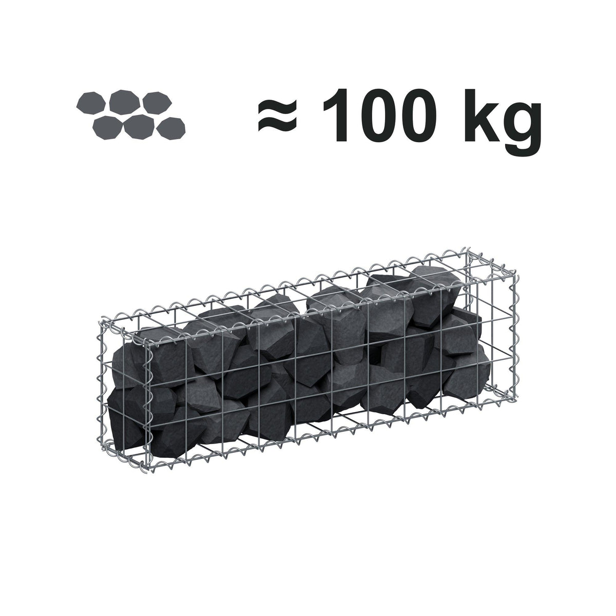 Gabion 100 cm x 30 cm x 20 cm (L x H x P), mailles 10 cm x 10 cm, spirale